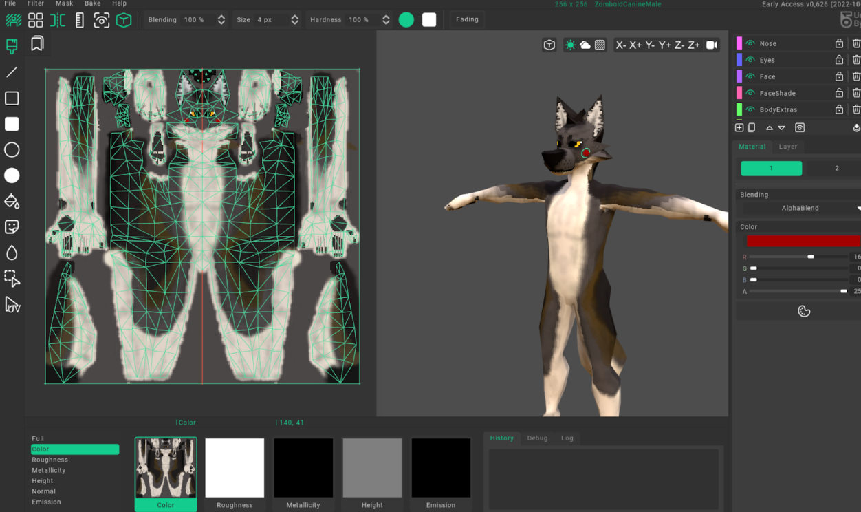 A screenshot showing Union Bytes Painter being used to make a character.